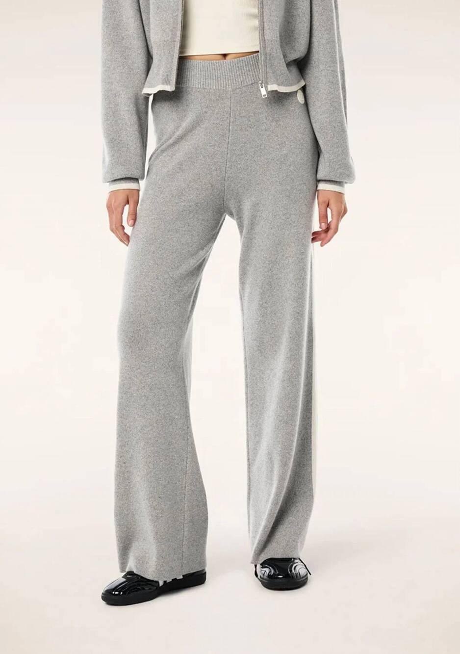 NEW P.E. NATION verge knit pants in grey marle